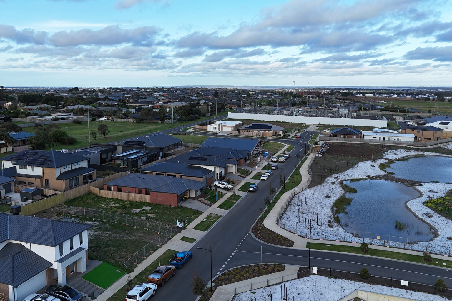Aerial view of road at spiire geelong project hams road